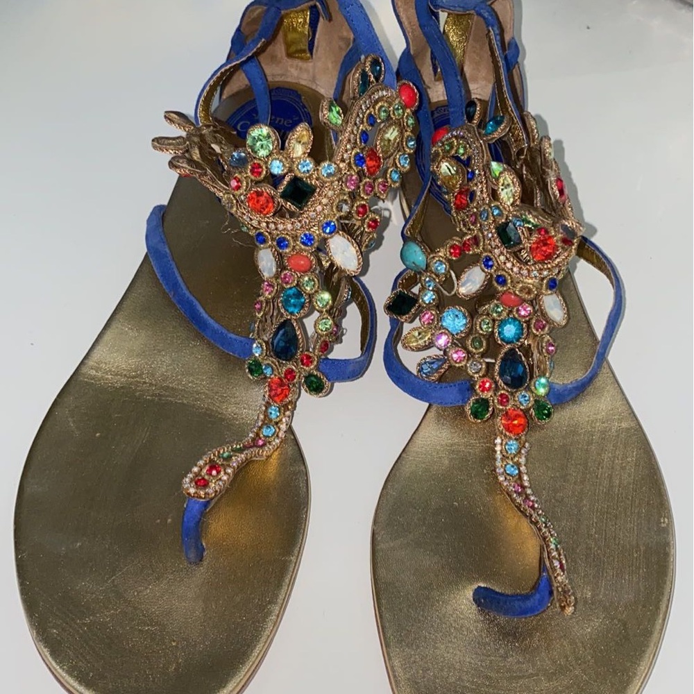 Rene Caovilla Crystal-Chandelier Thong Sandal 39